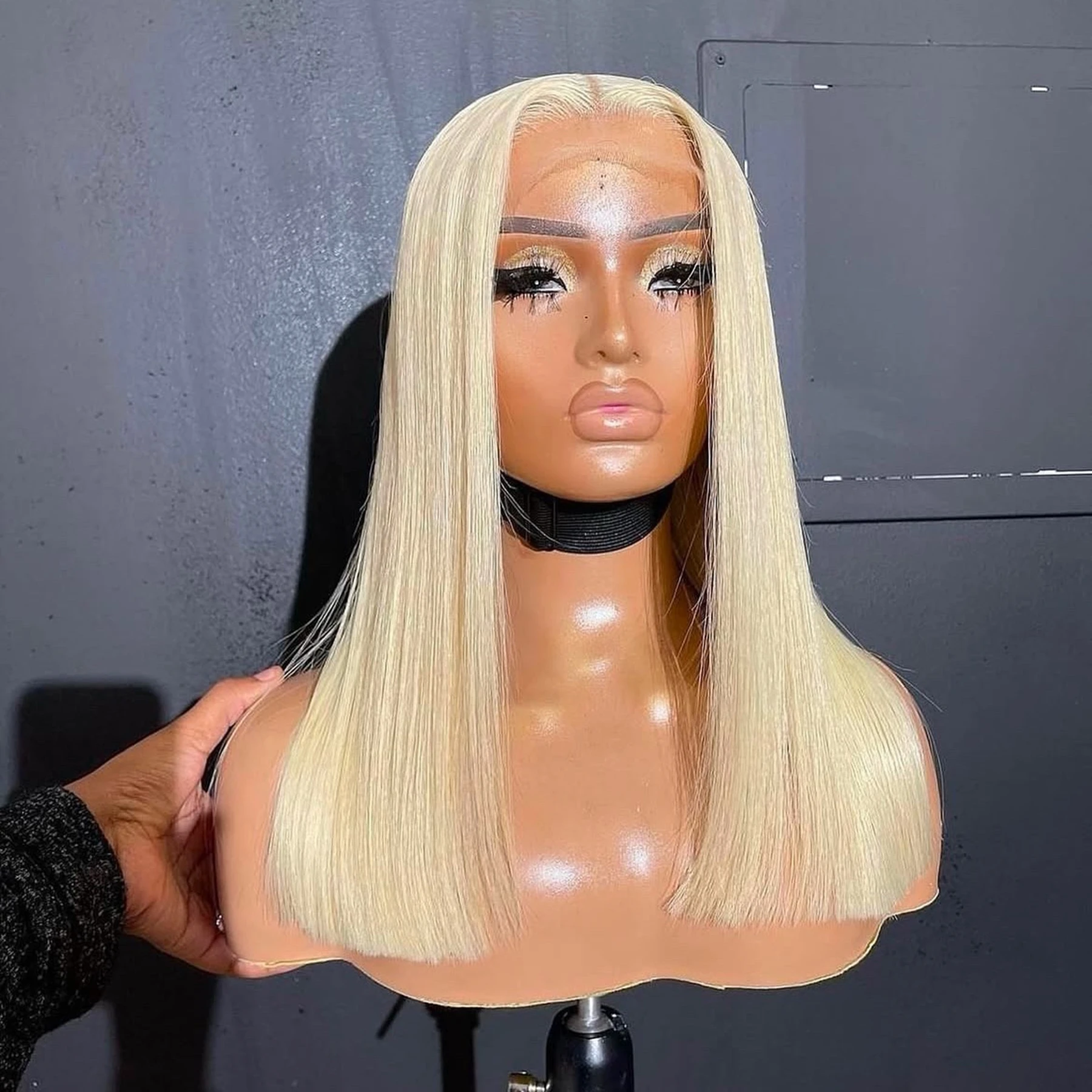 613 Honey Blonde Color Short Bob Straight 13X4 Full HD Lace Frontal Wig For Women Preplucked Bleach Knots Cosplay Daily Party 1