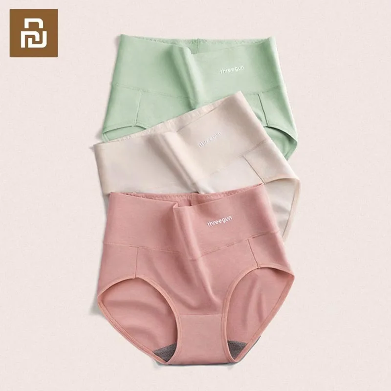 

3pcs/lot Youpin High Waist Women's Panties Antibacterial Cotton Briefs Female Ladies Underwear Elastic Soft Underpants