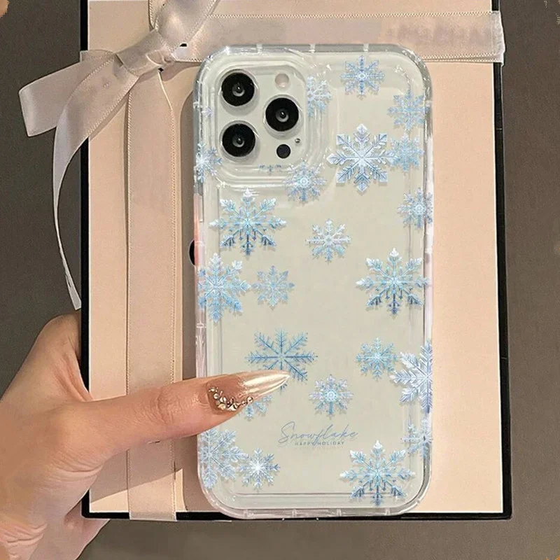Winter Snowflake Protective Phone Case with Air Cushion Protection