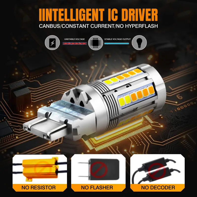 Syneticusa 1157 Switchback LED Bulbs Dual Canbus Color Amber/ White Anti Hyper Flash Built-in Resistor Error Free Turn Signal Lights And DRL/Parking Lights, Pack Of 2 (20 LEDs - Foto 9