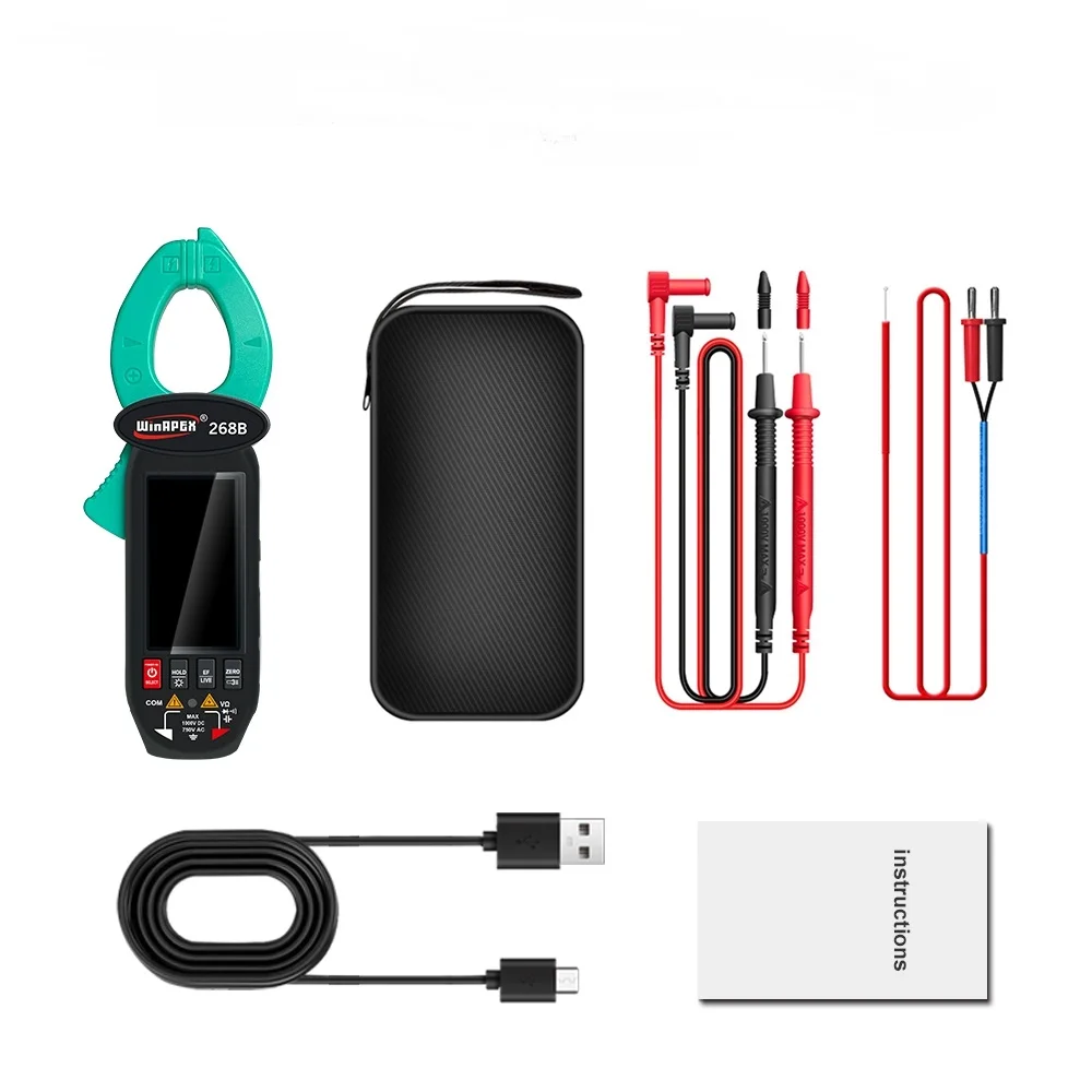 Smart Leakage Current Detect Clamp Meter 0.1Ma True Rms 60A Ac Dc Tensione Capacità Temp Type-C Rotazione Dello Schermo Multimetro Ncv