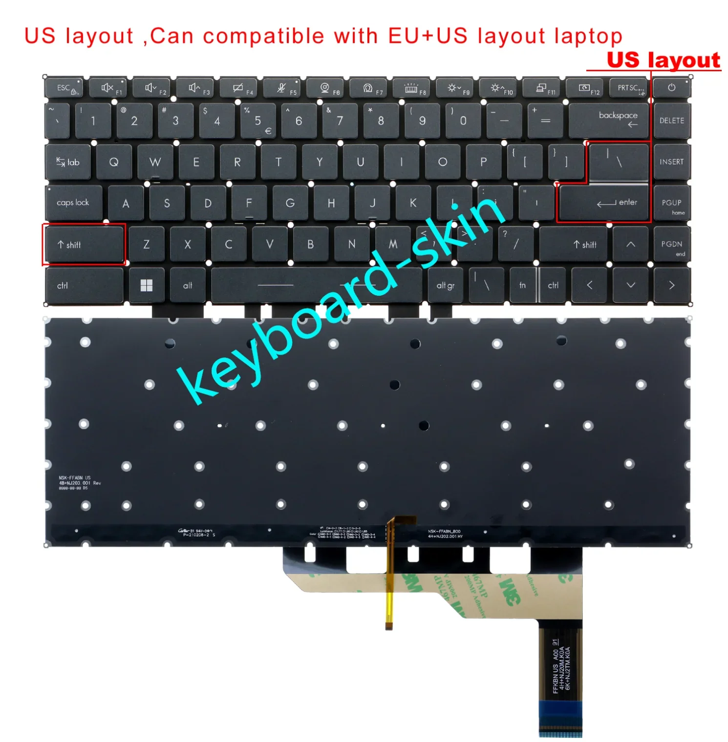 Nós Teclado Retroiluminado para Laptop Msi 15m A11uek A11ue A11sdk A11sek Ms1562 Ms-1563 Novo