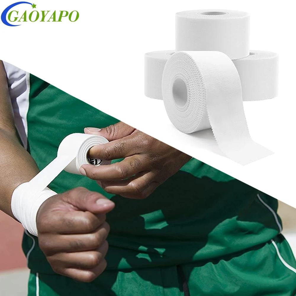 

4 Rolls White Athletic Tape - Strong Adhesive Sport Tape,No Ticky Residue,Easy Tear Athletic Tape for Rock Climbing,Tennis,Wrist