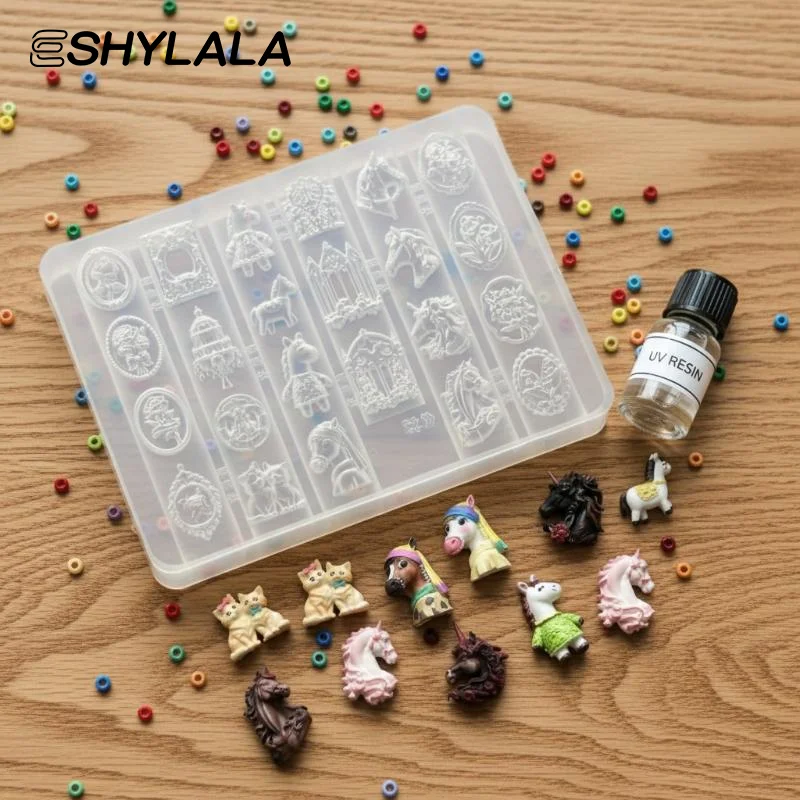 3D 실리콘 네일 아트 몰드 레트로 말 머리 릴리프 조각 DIY 디자인 네일 부품 참 장식 매니큐어 도구