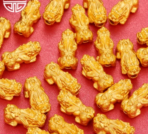 999 real gold yuanbao 24k pure gold pixiu fine gold jewelry gold charms for  bracelets about 0.5g-0.85g - AliExpress