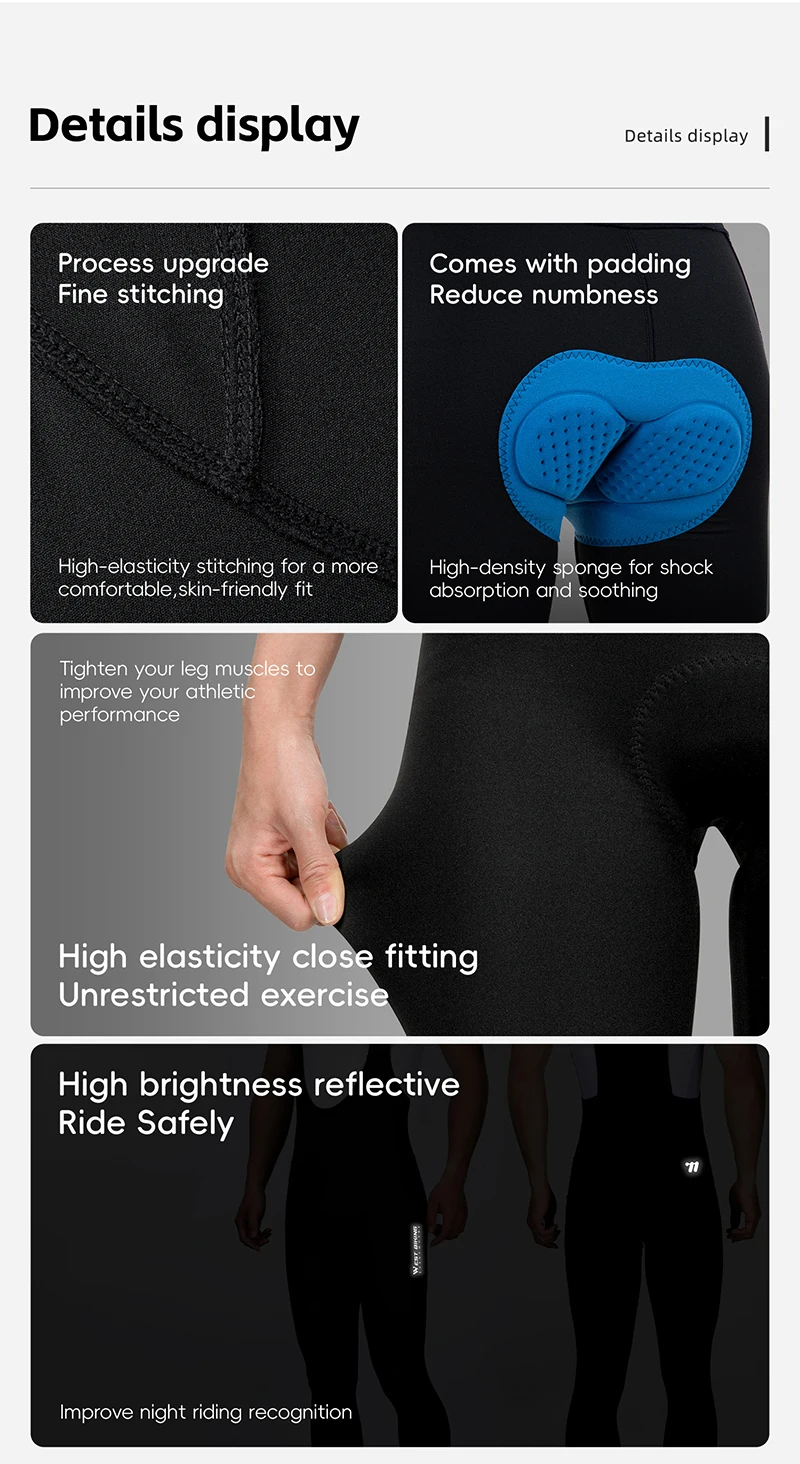 WEST RADFAHREN Männer Radfahren Hosen Sommer Quick Dry 3D Gel Pad Mit Taschen MTB Bike Trägerhose High-End Atmungsaktive Lange Strumpfhosen – Detail 14