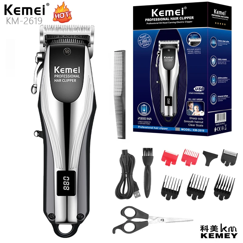 Kemei Km-2619 Hot Selling USB Rechargeable Rigid Body Professional Men Electric Hair Clipper Rasuradora Multifuncional hot selling medical sinuscope 30 degree rigid endoscope