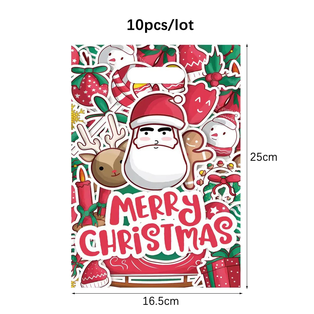 10 Stück Weihnachtsgeschenktüten Weihnachts-Süßigkeiten-Kekstüten Weihnachtsmann Plastikbeutel Weihnachtsverpackung Weihnachtsdekoration 2024 – Detail 10