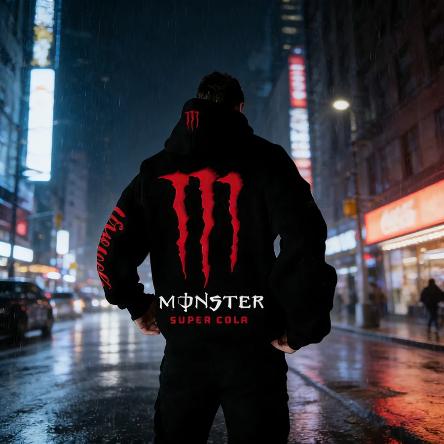 Monster Energy Hoodies – Charcoal Gray Streetwear Pullover For Men & Women