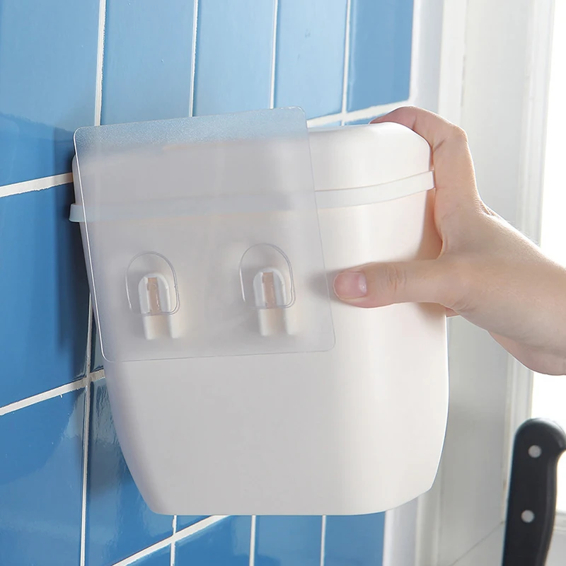 Mini Plastic Wall Mounted Trash Bin for Kitchen Bathroom Home
