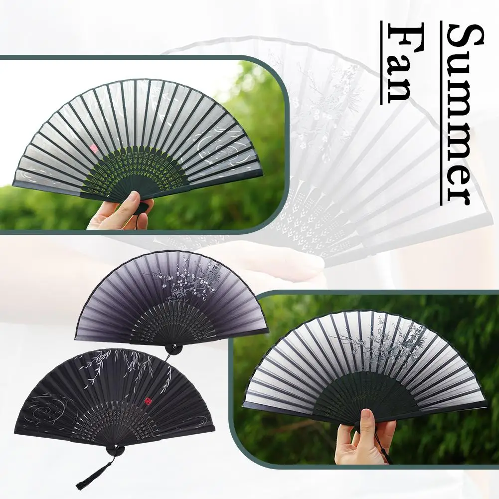 

Summer Vintage Bamboo Folding Hand Held Flower Fan Wedding Dance Fans Party Pocket Chinese Gifts Wedding Style Colorful Chi S8N3