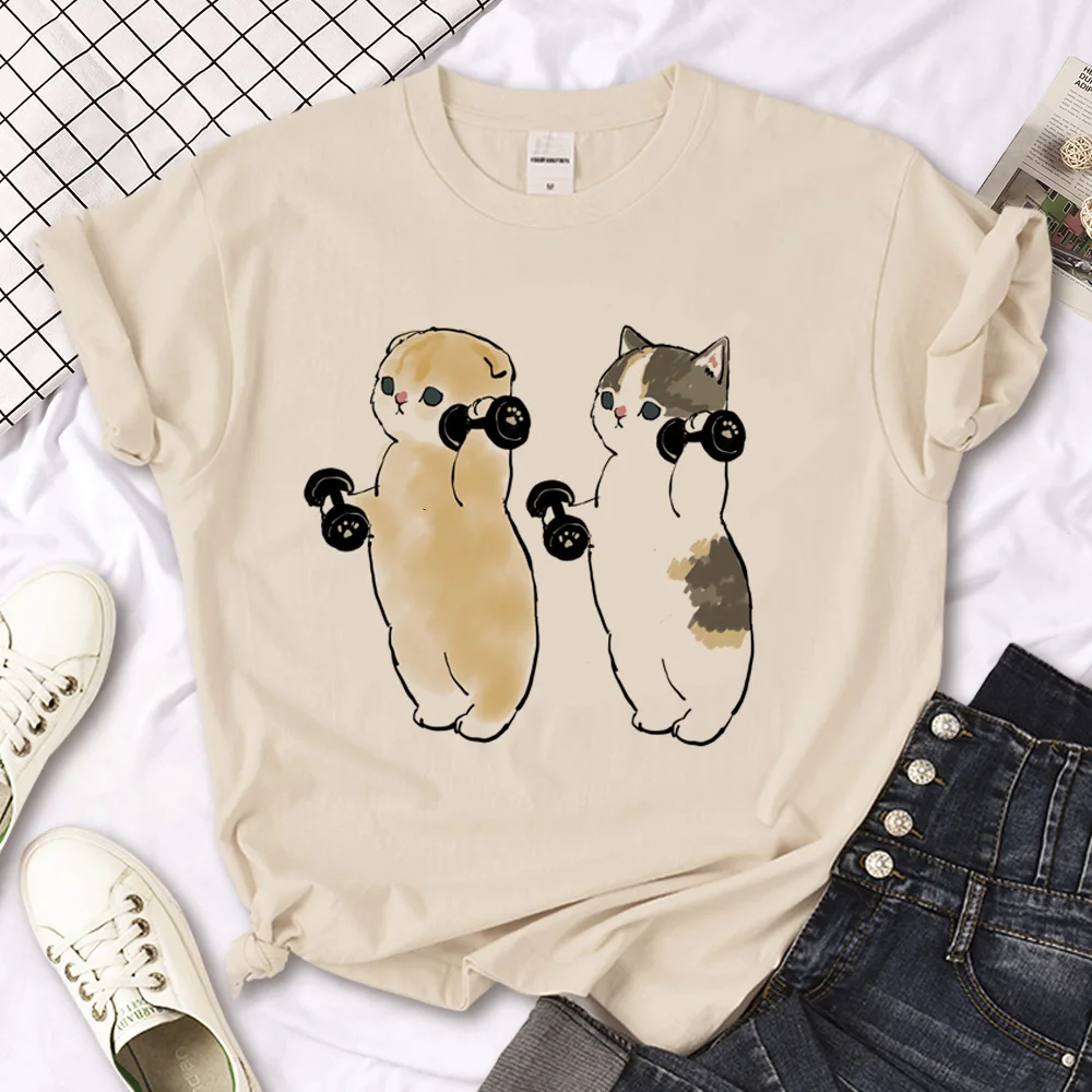 

Женская футболка с котом, забавный Топ для девушек манга 2000s, уличная одежда