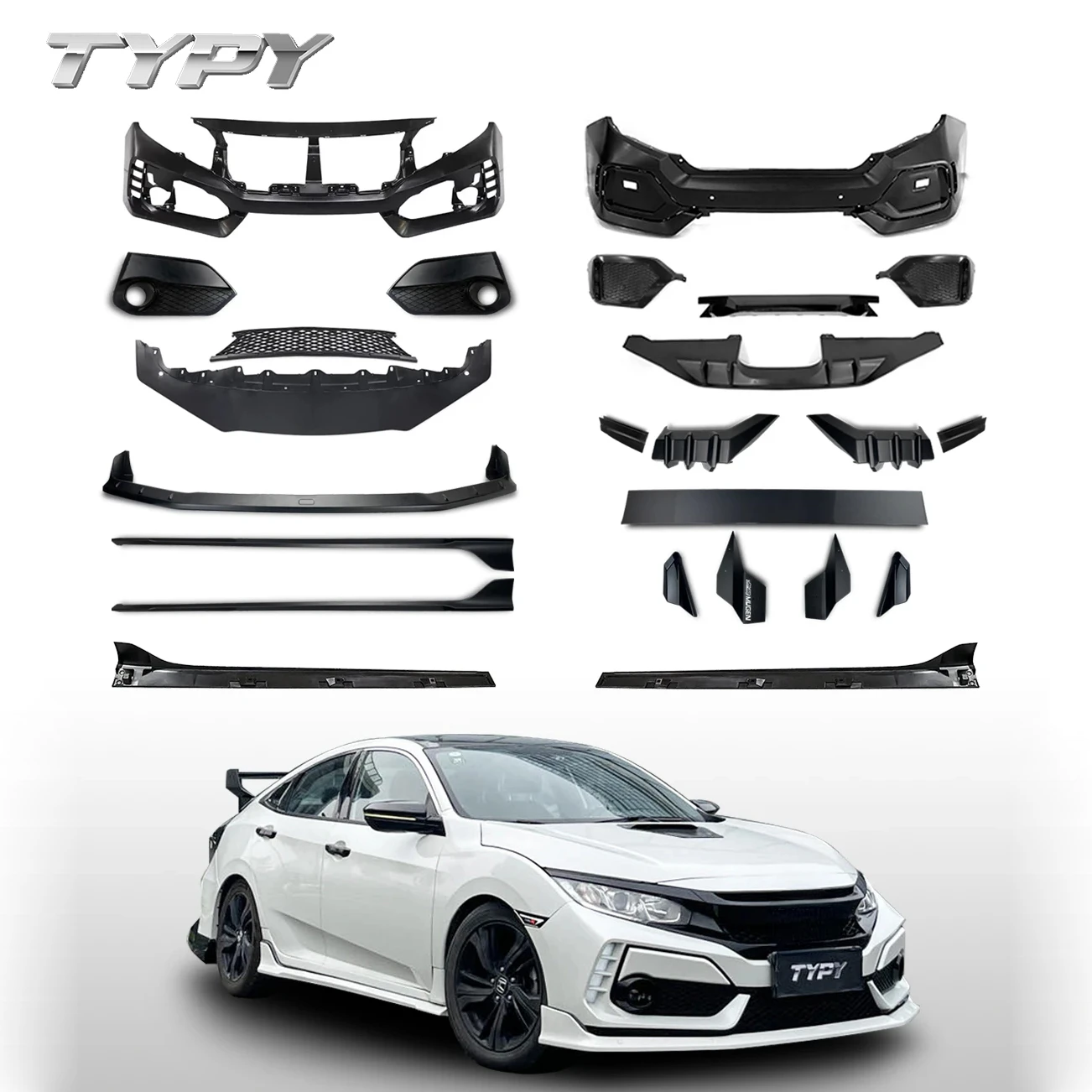 

Комплект для кузова автомобиля, стильный передний и задний бампер для Honda Civic FK7, FK8, подходит для хэтчбека, тип R