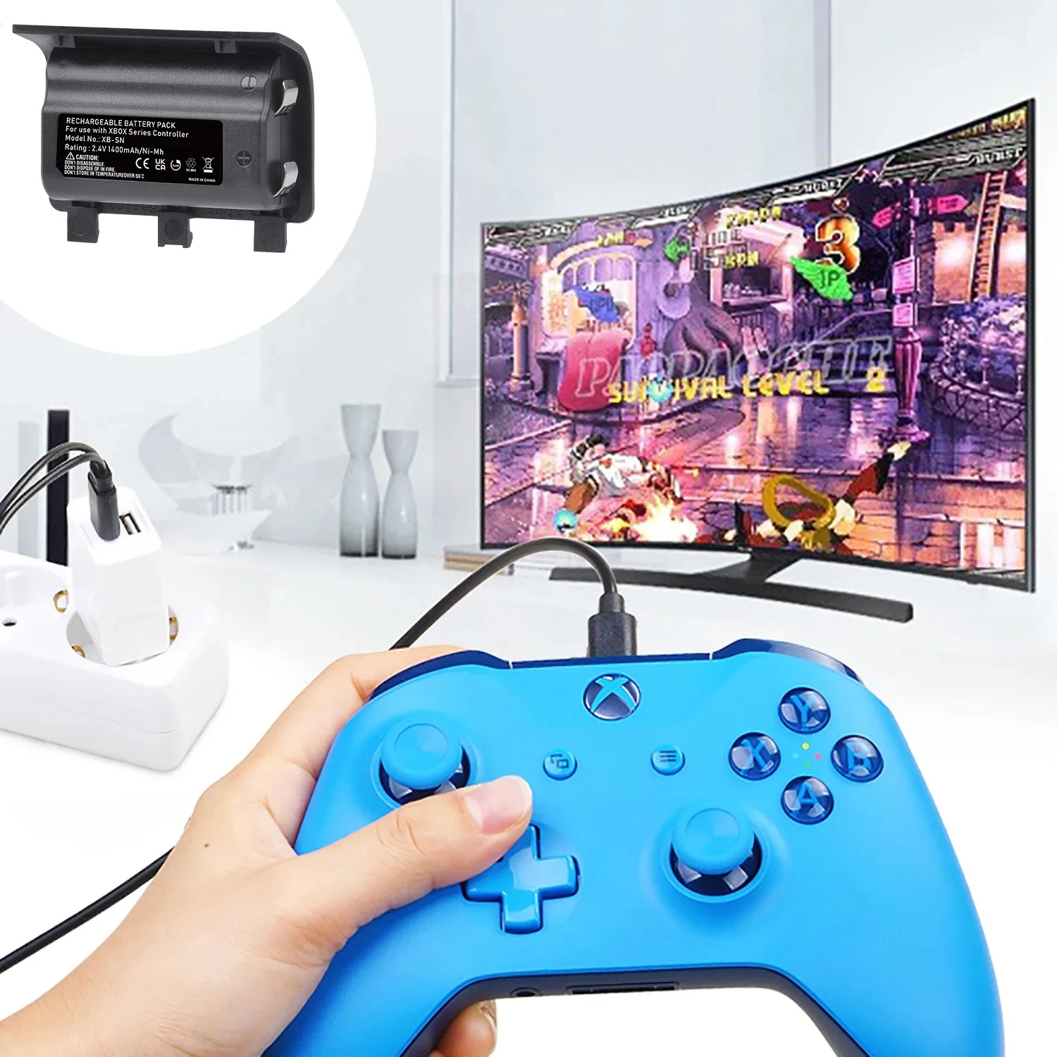 Xbox ワイヤレス コントローラー ショック ブルー バッテリーパック付き Xbox ワイヤレス コントローラー （ショック ブルー