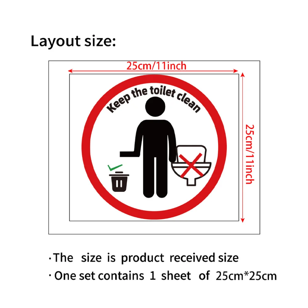 Toilet Stickers Creative English Sign Toilet Sticker Toilet Decoration Keep The Clean Sticker with Pattern Restroom Decor