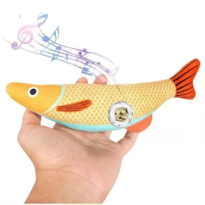Cat Chew Plush Squeaky Toy Interactive Catnip Simulated Fish Bite-resistant Kitten Toy Teeth Cleaning Cat Supplies Accessories