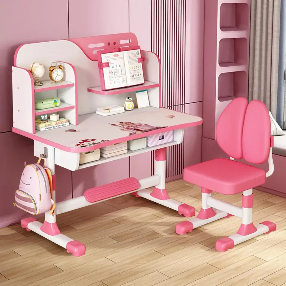 Adjustable Kids Desk Chair Set with Astronaut Design