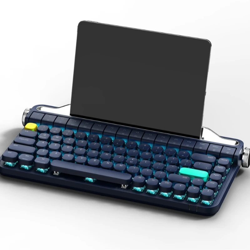 Retro tablet keyboard Bluetooth mechanical keyboard, mobile phone keyboard RGB green axis mechanical
