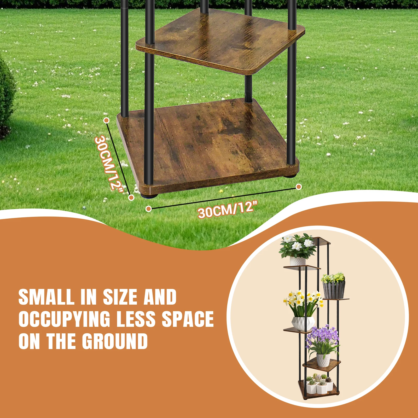 4/5/6-Tier Plant Stand Wooden Shelves, Metal Corner Flower Shelf Rack, Multi-Level Plant Pot Stand for Garden Wedding Decoration: 3 - 5 Days Free Delivery Only UK