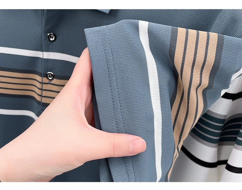High end brand striped short sleeve polo shirt fashion exquisite letter embossed lapel casual comfortable breathable men T-shirt 27 S96d9934a1ab24121bee1207e5b4f5c069