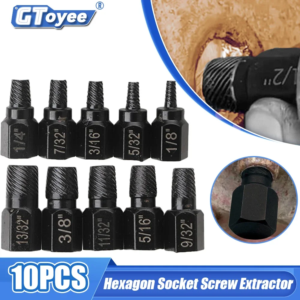 

10Pcs Screw Extractor Kit Alloy Steel Damaged Screw Remover Set Easy Out Drill Bit Screws Bolt Stud Multi-Spline Screw Extractor