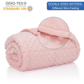 Pink Breathable Soft Minky Weighted Throw Blanket for All Season Single Double Couple Weighted Haveay Blanket with Glass Beads 4