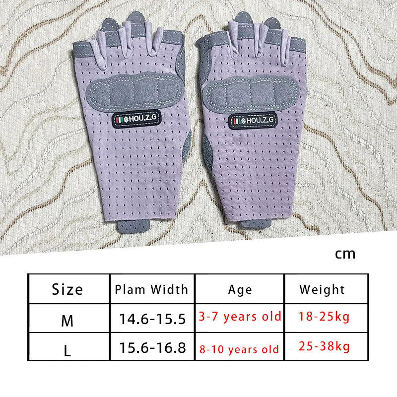 Kids Gloves Fitness Cycling Children Half-Finger Gloves Boy Girl Spring Summer Non-slip Breathable Thin Children Outdoor Gloves 3