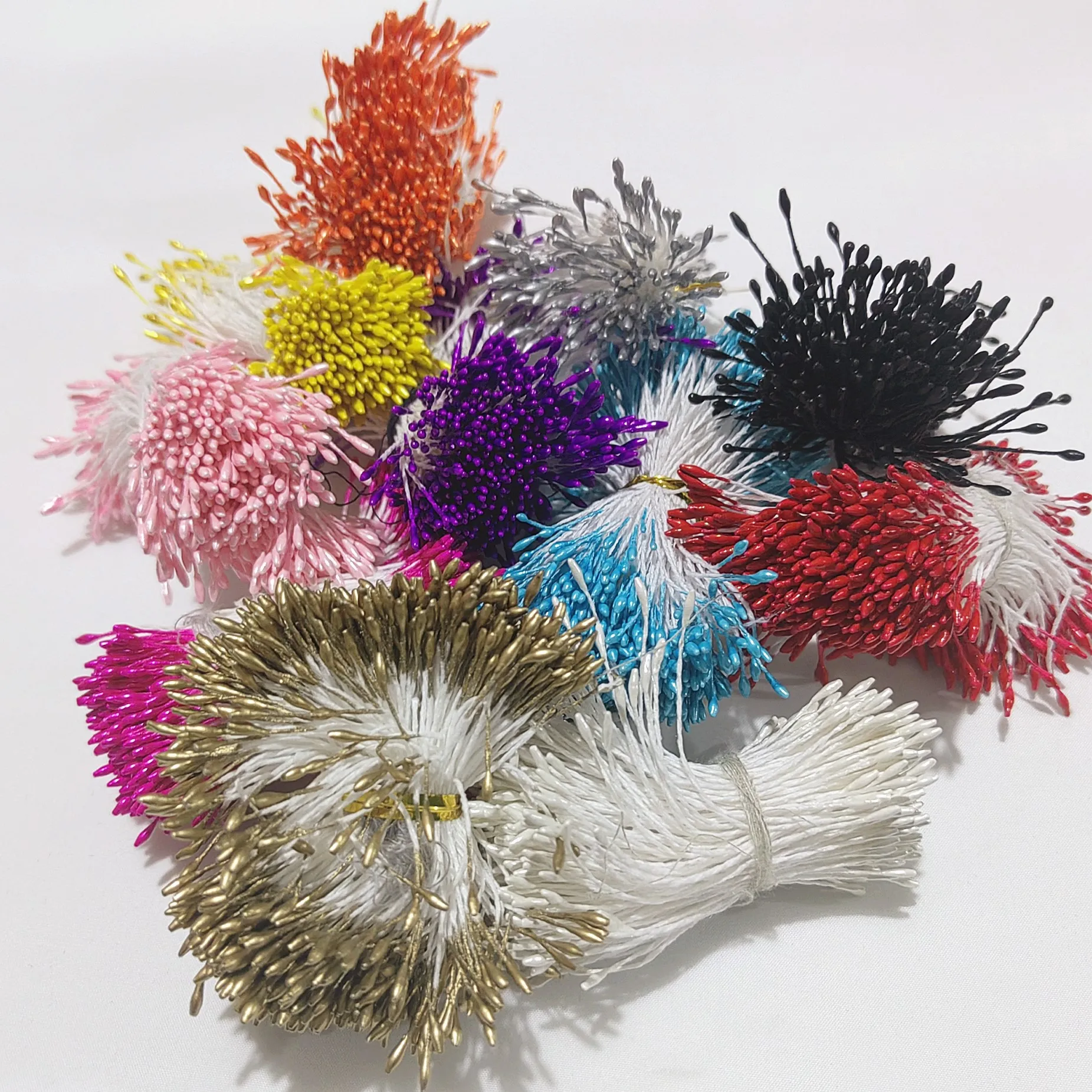 500 teile/los Mehrfarbige 1mm Perle Blume Staubblatt Doppel Floral Köpfe Für DIY Kuchen Dekorative Blume Kränze Materialien – Detail 15