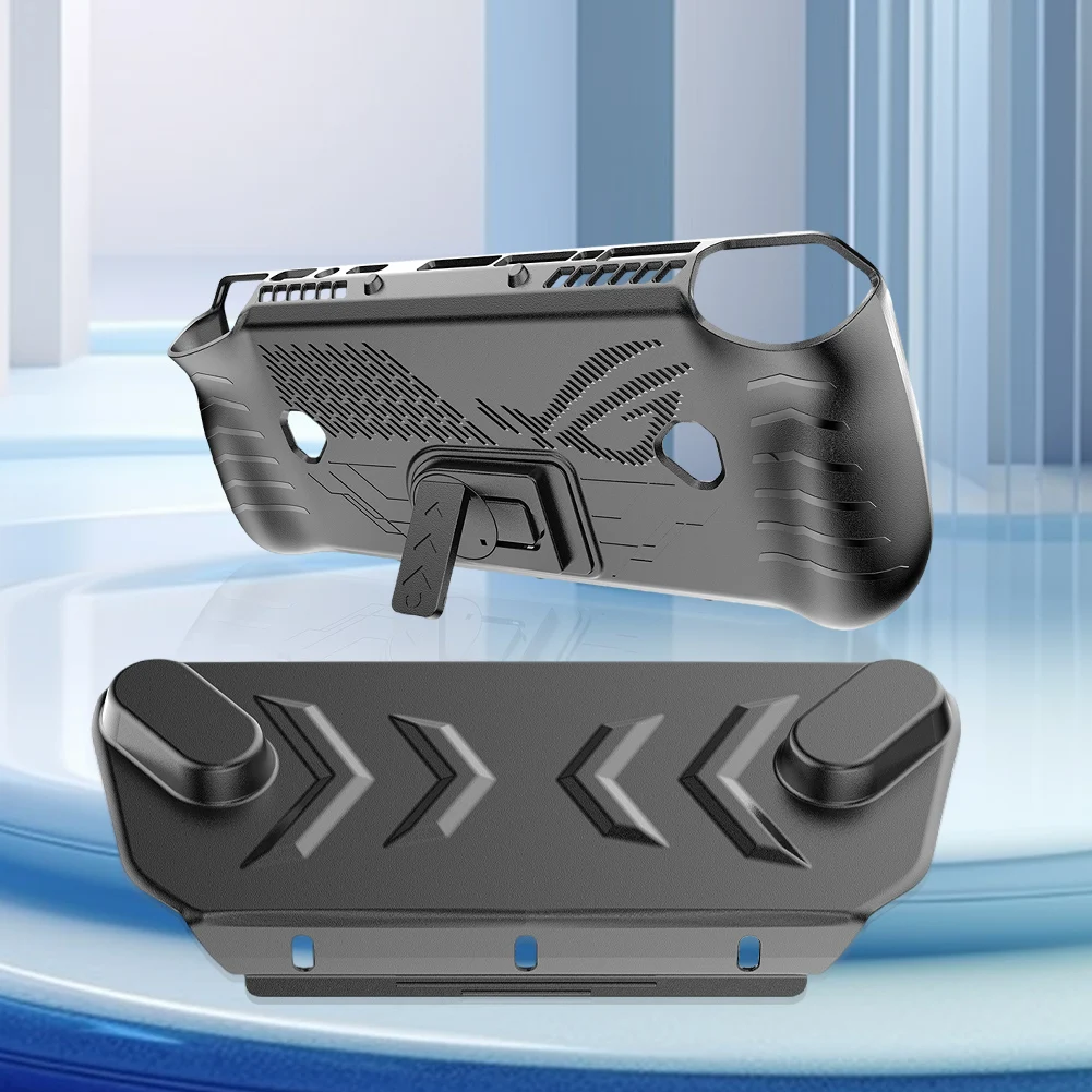 For Asus ROG Ally X Gaming Console TPU Protective Case Shockproof Protector Shell Sleeve+Top Cover With Back Stand+Tempered Film