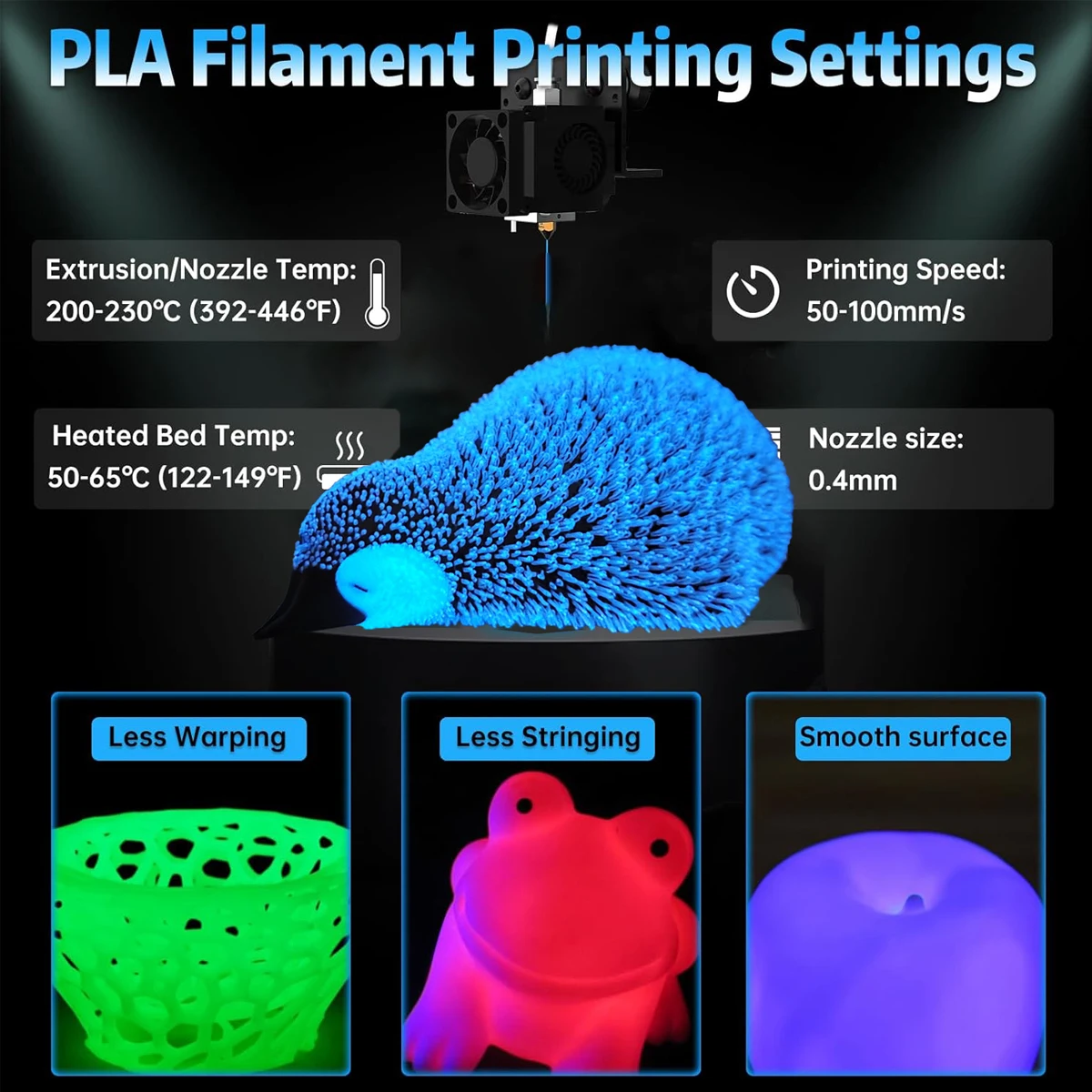 발광 PLA 필라멘트, 발광 PLA 3D 프린팅 필라멘트, 1.75mm 치수 정확도 +/- 0.02mm, 대부분의 FDM에 적합