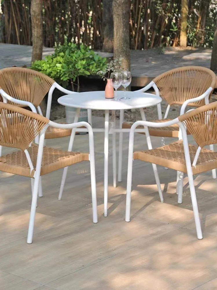 Garden furniture design wicker handwoven solid wooden teak
