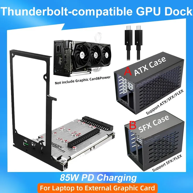 TH3P4G3 85W PD Charge Thunderbolt Compatible GPU S6 pour Ordinateur Portable, Ordinateur Portable à Carte Graphique Externe 40Gbps pour Macbook Windows