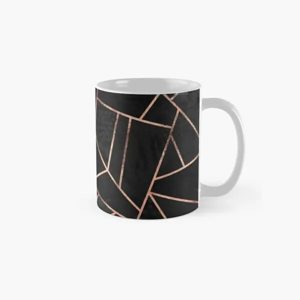 

Black And Rose Gold Classic Mug Simple Photo Cup Handle Round Design Picture Gifts Coffee Printed Image Drinkware Tea