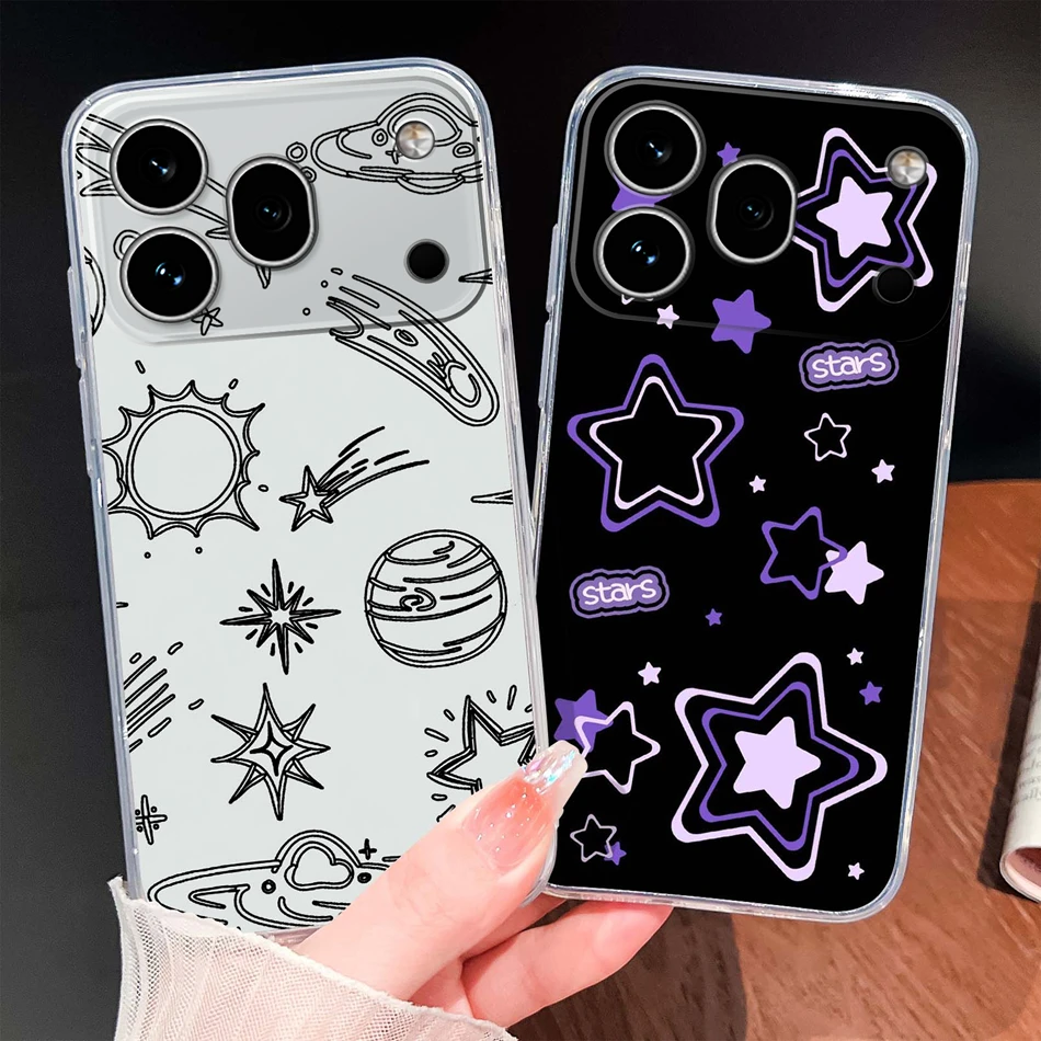 Clear Cool Stars Vibe Shockproof Silicone Phone Case