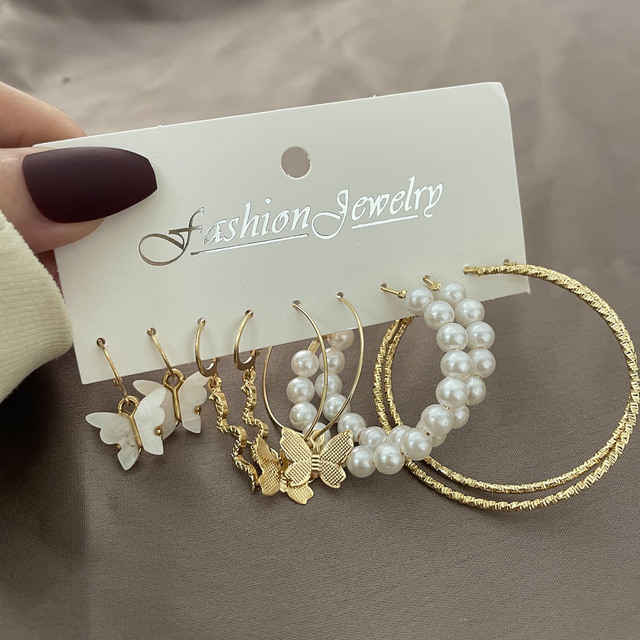 Boho Snake Butterfly Drop Earrings For Women Geometirc Gold Metal Circle Hoop Earrings Set 2022 Trend Jewelry Best Gift