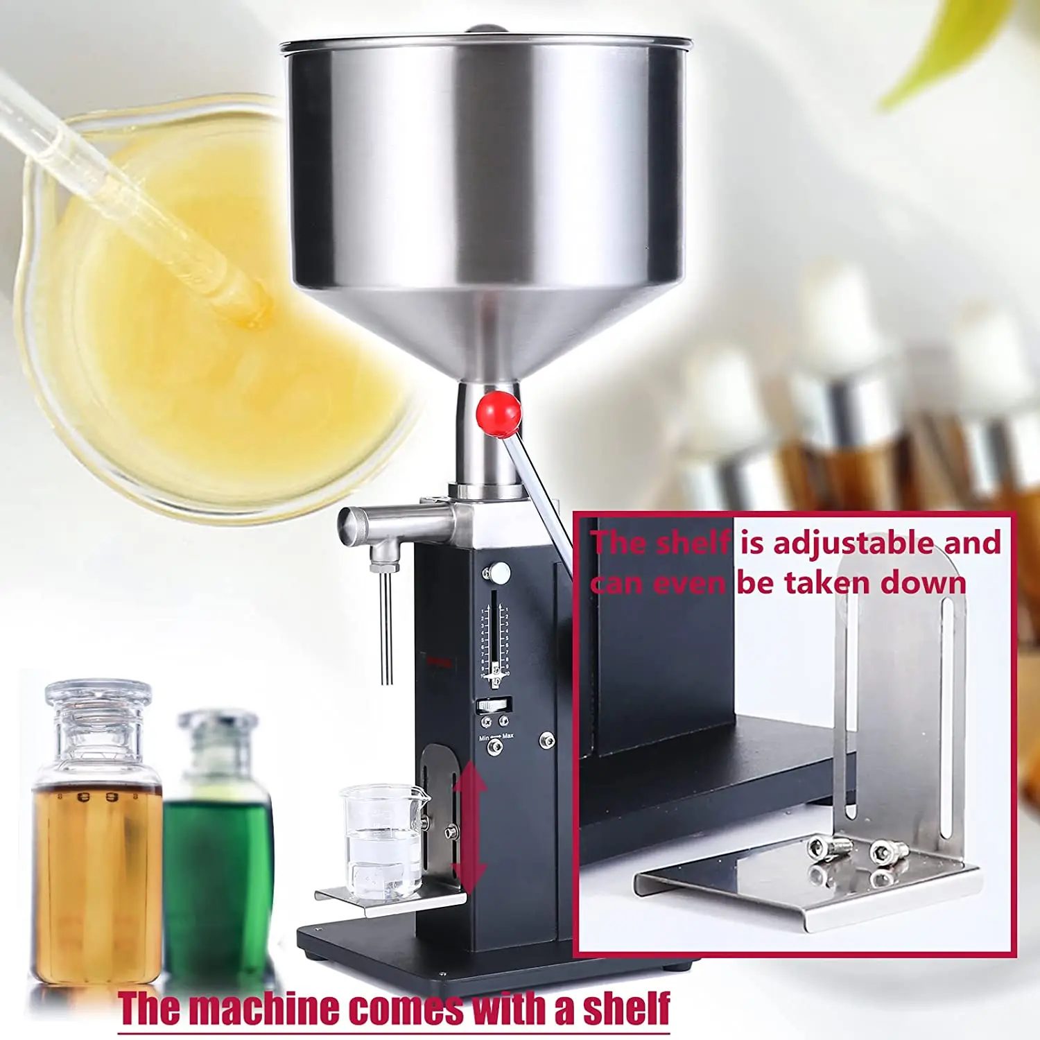  Filling machine, 5-50ml Bottle Filler Hand Press Fillin Machine,  Manual Liquid Filling Machine, for Cosmetic Oil Lip Gloss Cream Shampoo  Honey (Color : Pneumatic Filling Machine): Home & Kitchen