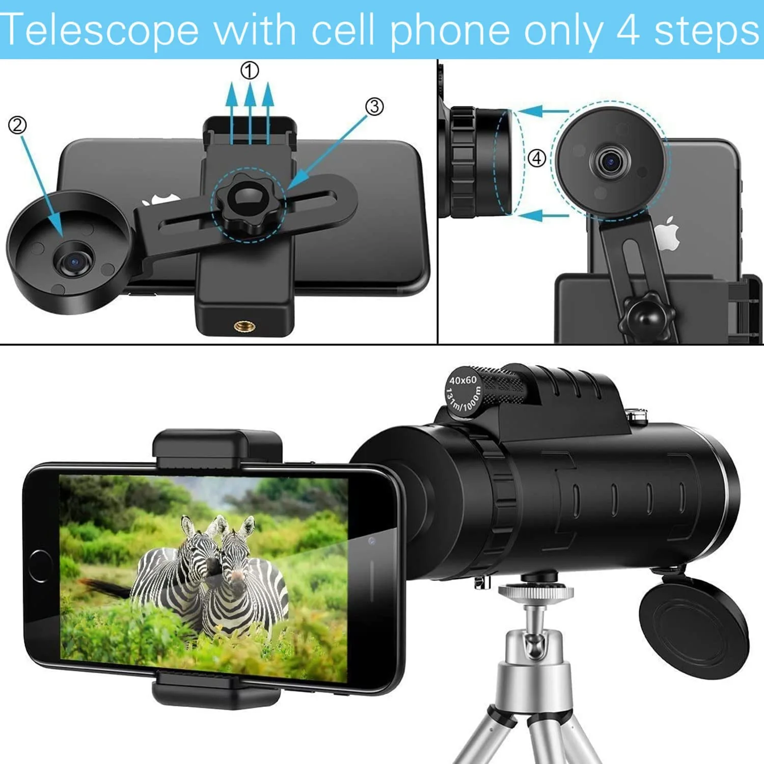HD Professional Telescope Monocular Night Powerful Binoculars Waterproof Mini Pocket Zoom with Smartphone Hunting Camping 40X60 monocular telescope portable monocular telescope portable binoculars mini binoculars binoculars telescope