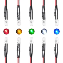 50pcs Pre-Wired 5mm LED Diode Lights - Assorted 5-Color Kit (50pcs 5 color mix)