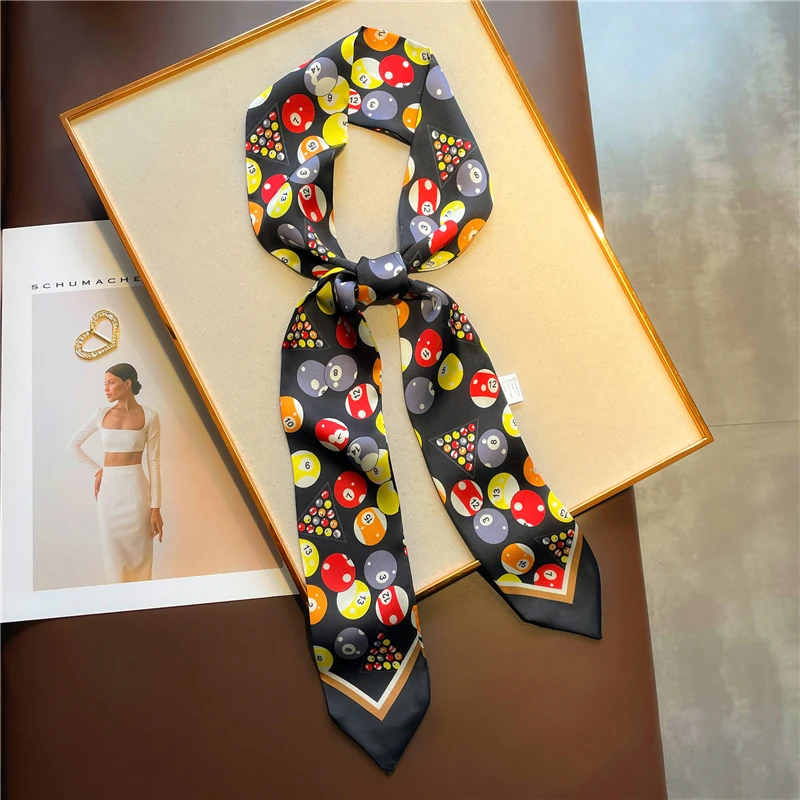 Print Silk Long Hairband Ribbon for Women Girls Bandana Neck Tie Headband Bag Scarf/scarves Popular Belt Hair Accessories 2021 head scarves