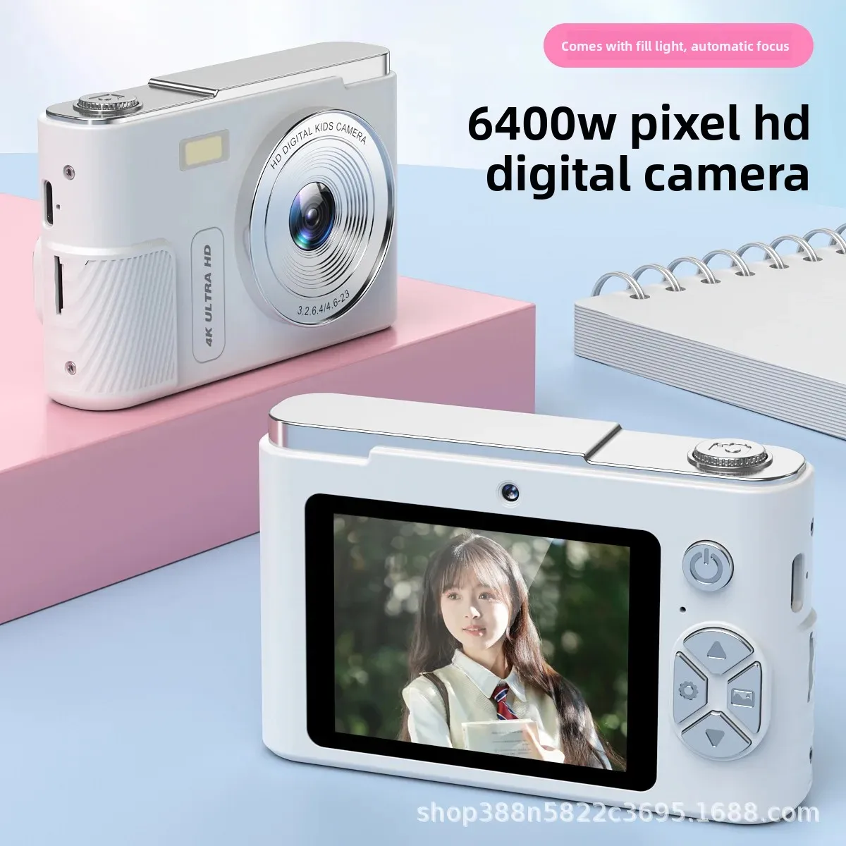 מצלמת סלפי דיגיטלית באיכות גבוהה למתחילים ולתלמידים קטנים, מצלמה קדמית אחורית כפולה, מודל פרטי חוצה-גבול