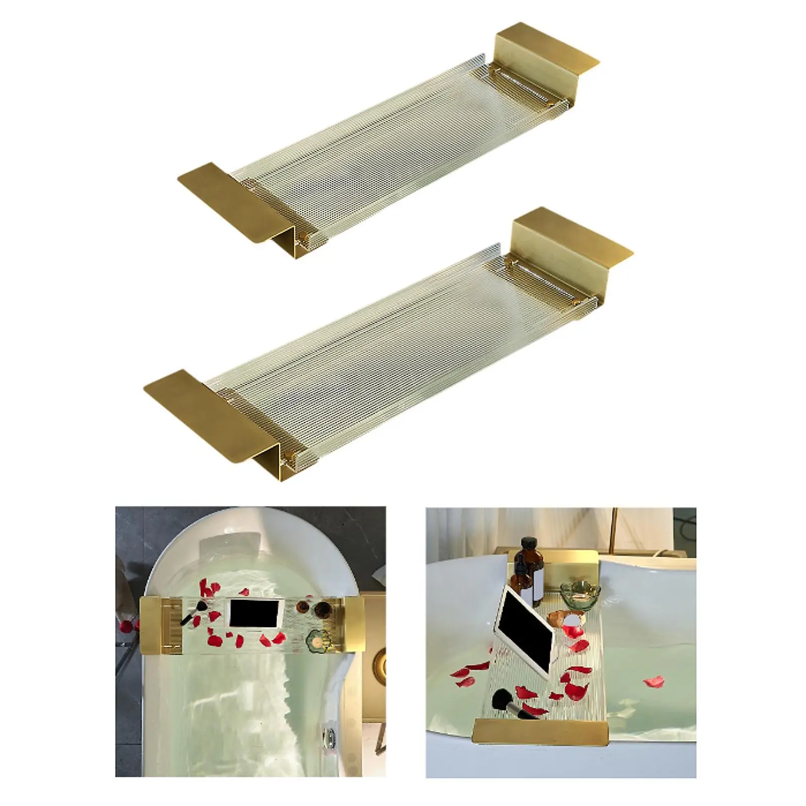 Acrylic Bathtub Tray Extendable Gifts for Women Bathtub Accessories Elegant Rack Drain Bath Shelf for Phone Book Candle