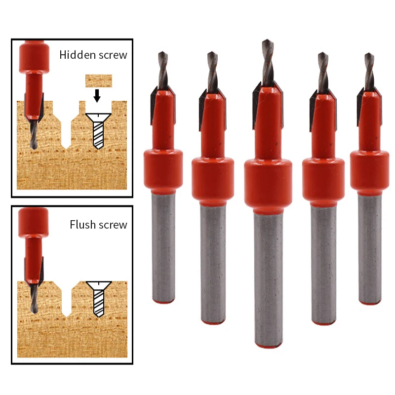 8mm Round Shank HSS Woodworking Countersink Router Bit Screw Extractor