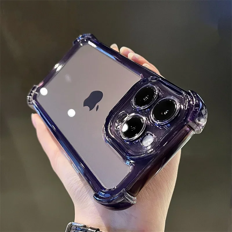thumbnail image 1 of Funda de teléfono transparente a prueba de golpes de lujo para iPhone 16 15 Pro Max 13 12 11 14 Plus X XR, funda protectora de silicona suave transparente, 1 of 4