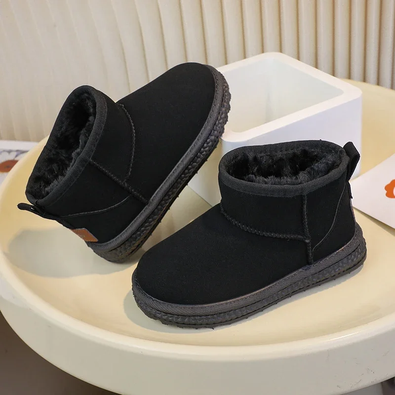 Children Snow Boots Boys Girls Big Kids Autumn Winter Warm Thermal Thick Plush Cotton Ankle Boots 2025 New Classic Size 26-37