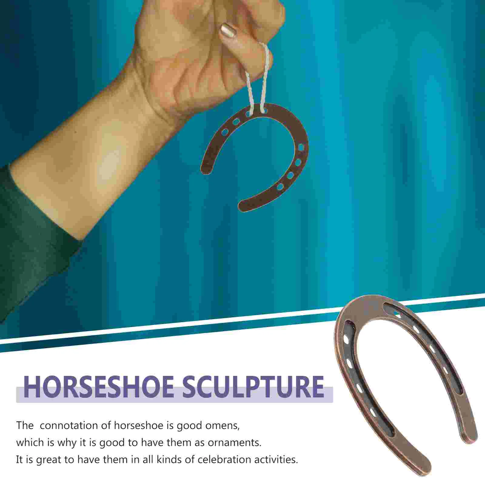 5 Pcs Horseshoe Hanging Decoration Celecbration Wedding Golden Sculptures Zinc Alloy Model 4