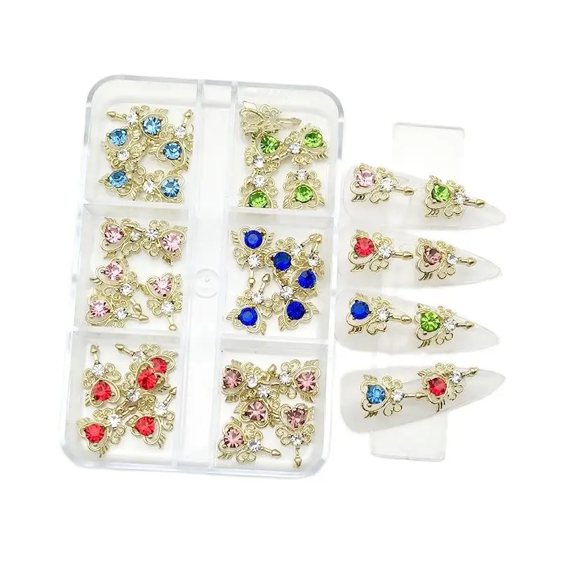 6 Grids Nail Rhinestones Saturn Planet Cross Nail Charms Jewelry Luxe Nail Parts Diamond Crystal Nail Art Decoration Accessories 5