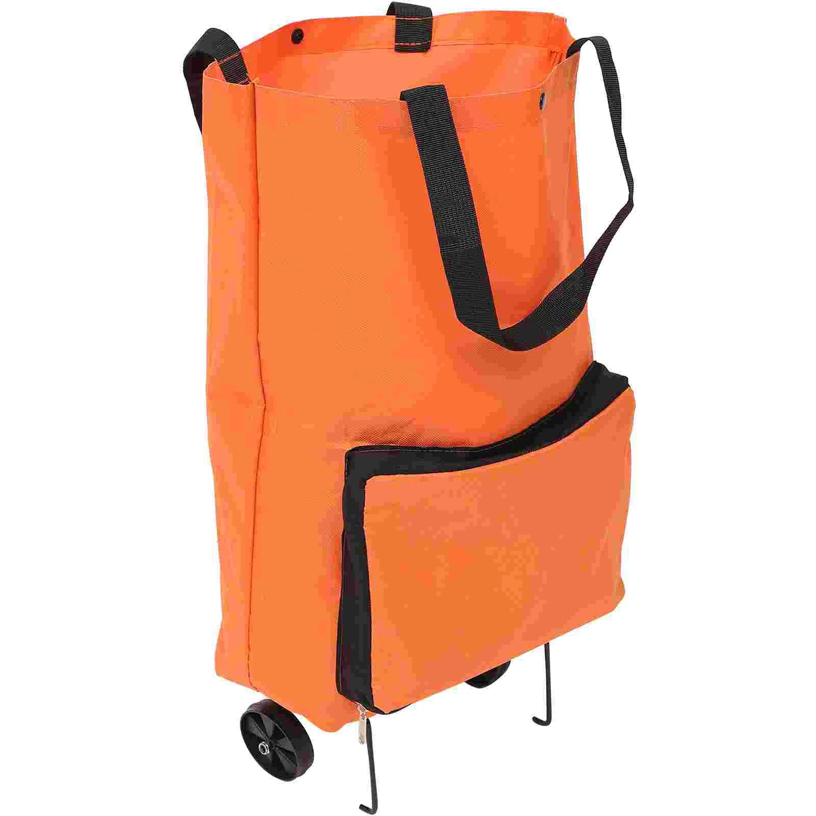 

Push Cart Hand Tug Bag Foldable Grocery Tote with Wheel Shopping Trolley Outdoor Large Storage Folding