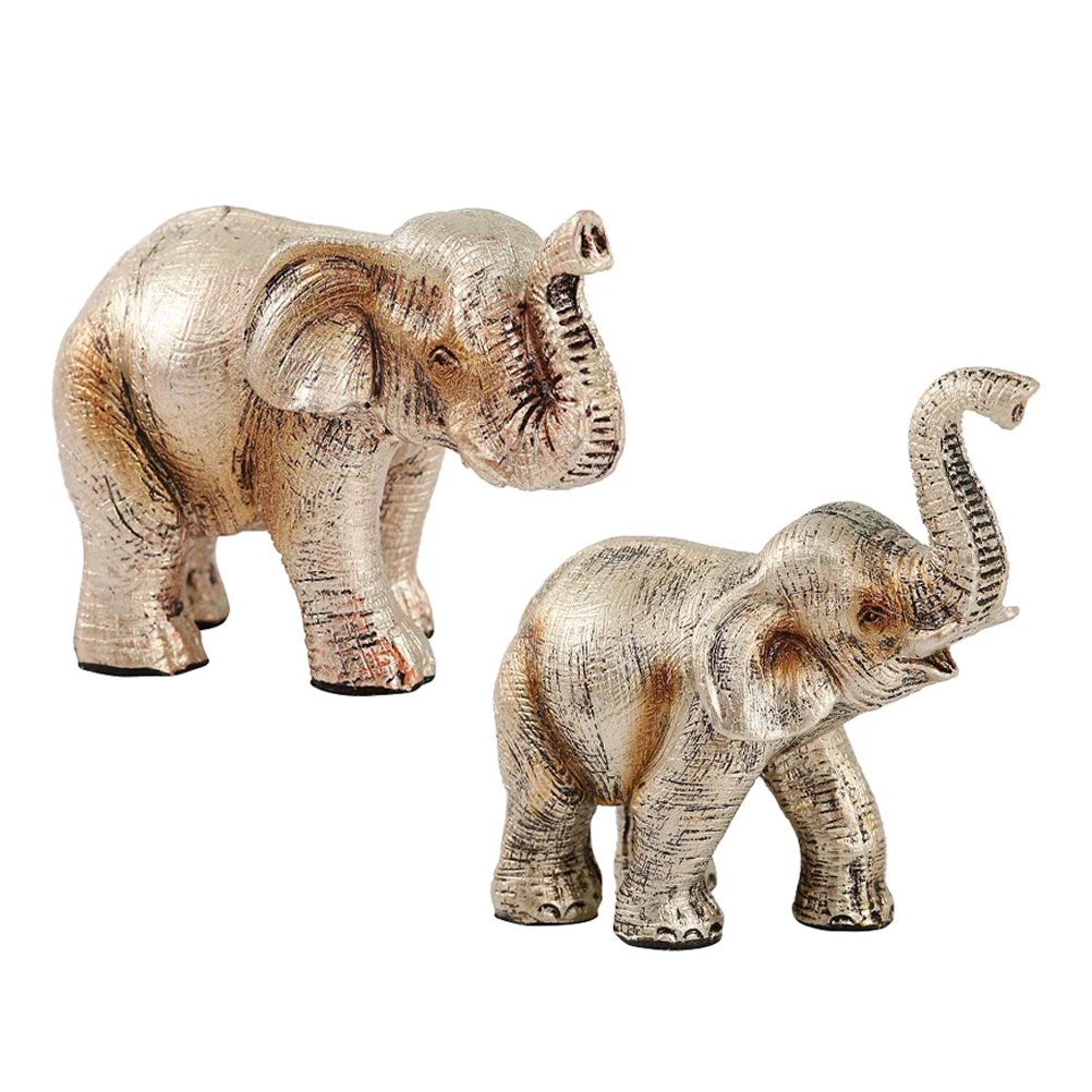 

2pcs Nordic Resin Elephant Statue Elephant Figurine Elephant Desktop Ornament
