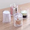 Round Acrylic Makeup Storage Box Two-In-One Transparent Cotton Swab Container with Lids Space-Saving Dispenser for Bathroom 4