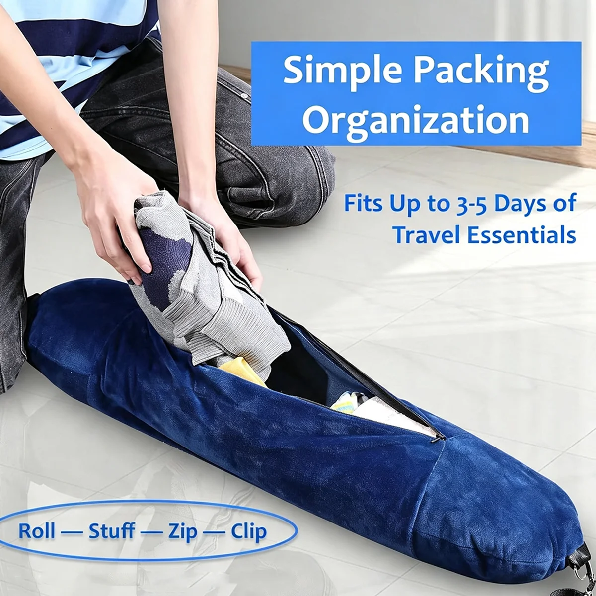Portable U-Shaped Travel Neck Pillow with Fillable Storage Bag - Multifunctional and Compact